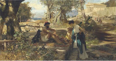 A travelling merchant in ancient Greece