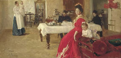 Study of a family portrait by Ilya Efimovich Repin - Auction record, sale price, and art valuation. Compare with similar artists and explore comparable artworks.