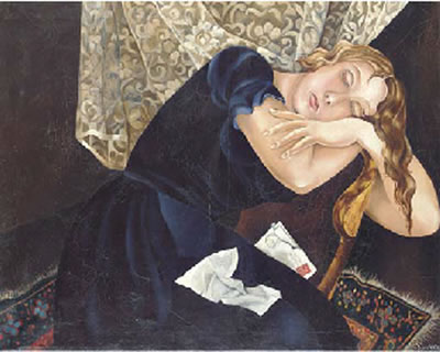 Self portrait with letter by Lydia Dmitrievsky - Auction record, sale price, and art valuation. Compare with similar artists and explore comparable artworks.