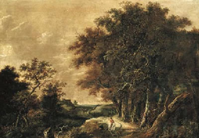 A wooded landscape with a peasant greeting a rider by Roelof Jansz van Vries - Auction record, sale price, and art valuation. Compare with similar artists and explore comparable artworks.