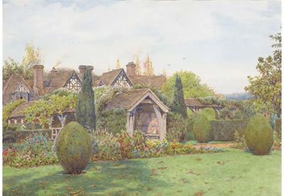 Gardens at Great Tangley Manor, near Guildford, Surrey by Ernest Arthur Rowe - Auction record, sale price, and art valuation. Compare with similar artists and explore comparable artworks.