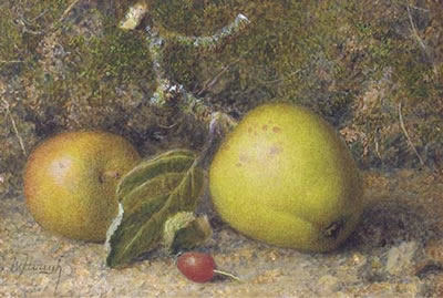 Still-life of apples on a mossy bank with a rosehip; Plums on a mossy bank with a rosehip; and A mushroom on a mossy bank with a rosehip (3) by William Hough - Auction record, sale price, and art valuation. Compare with similar artists and explore comparable artworks.