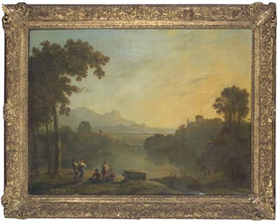 River mouth with peasants dancing