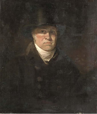Portrait of a gentleman, probably Nathaniel Plimer (1757-1822), half-length, in a brown coat and top hat