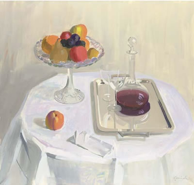 Still life with fruit and decanter