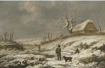 Snipe shooting in a winter landscape by James Barenger II - Auction record, sale price, and art valuation. Compare with similar artists and explore comparable artworks.
