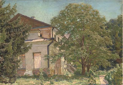 A house in a wooded landscape