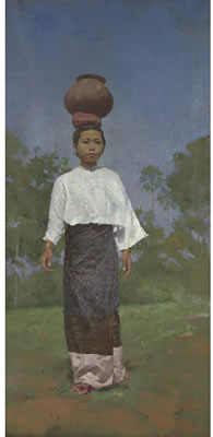Girl with a chatty on her head; Taungdwingyi