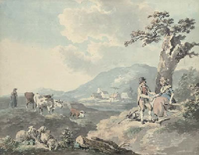Figures in a landscape with cattle beyond; and Figures by the sea with a donkey (2) by Peter La Cave - Auction record, sale price, and art valuation. Compare with similar artists and explore comparable artworks.
