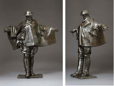 Sample artwork by Charles Sargeant Jagger (1885 - 1934), known for war themed sculpture, engraved silver - View similar artists and auction records