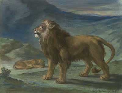 Lion et lionne dans les montagnes by Eugene (Ferdinand Victor) Delacroix - Auction record, sale price, and art valuation. Compare with similar artists and explore comparable artworks.