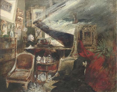 Franz Liszt (1811-1886) composing The Legend of St. Francis walking on the water