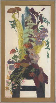 Flowers on a chair by Clarisse Loxton (Feher) Peacock - Auction record, sale price, and art valuation. Compare with similar artists and explore comparable artworks.