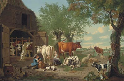 A farmyard with a milkmaid and a herdsman by Jan (Johan) Van Gool - Auction record, sale price, and art valuation. Compare with similar artists and explore comparable artworks.