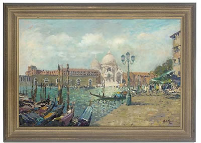 Santa Maria della Salute from accross the Grand Canal, Venice by John Ambrose - Auction record, sale price, and art valuation. Compare with similar artists and explore comparable artworks.