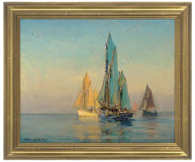Fishing boats in the morning sun, Brimeux, France