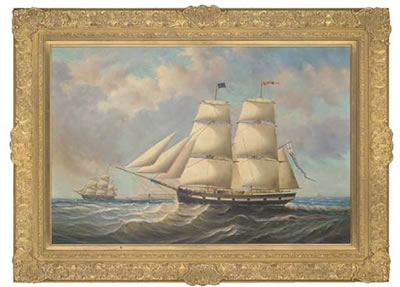 A clipper vessel at full-sail by D Tayler - Auction record, sale price, and art valuation. Compare with similar artists and explore comparable artworks.
