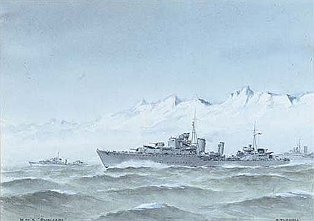 H.M.S. Punjabi in Arctic waters (illustrated); H.M.S. Calder in a heavy swell; H.M.S. Inconstant in a convoy; and H.M.S. Welfare before the Forth Bridge (4) by Eric Erskine Campbell Tufnell - Auction record, sale price, and art valuation. Compare with similar artists and explore comparable artworks.