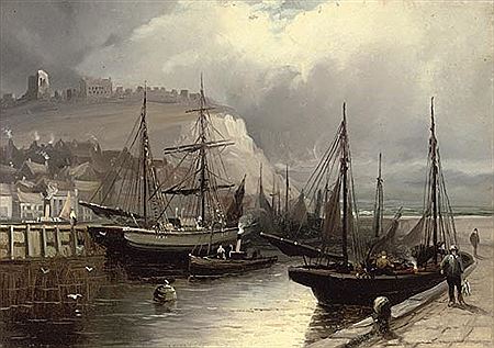 The fishing fleet in the harbour at Whitby; and A trader and fishing vessels at the quayside, Whitby (illustrated) (2)