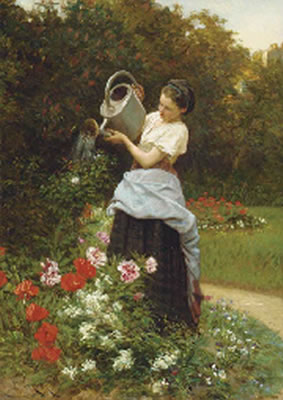 Tending the garden by Theophile Emmanuel Duverger - Auction record, sale price, and art valuation. Compare with similar artists and explore comparable artworks.