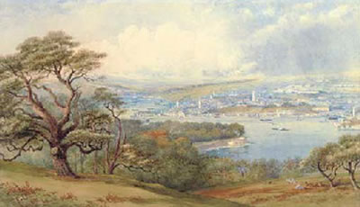 View of Devonport and Stonebridge from Mount Edgecombe Park, Cornwall by Philip Mitchell - Auction record, sale price, and art valuation. Compare with similar artists and explore comparable artworks.