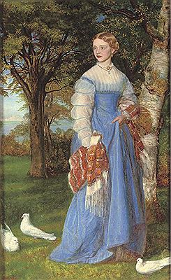 Portrait of Mrs Louisa Jenner, full-length, in a blue dress against an Edinburgh landscape by Arthur Hughes - Auction record, sale price, and art valuation. Compare with similar artists and explore comparable artworks.