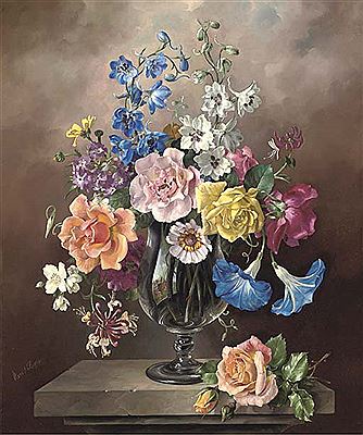 Summer flowers in a glass vase