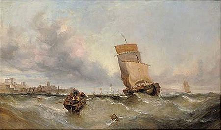 A Boulogne lugger caught in a swell off a French Channel port by William Callcott Knell - Auction record, sale price, and art valuation. Compare with similar artists and explore comparable artworks.