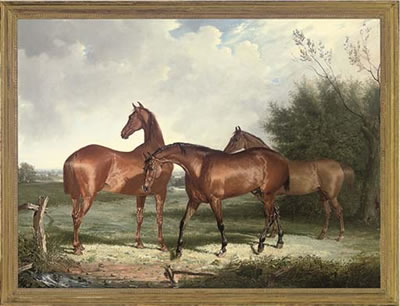 Three hunters in an extensive landscape
