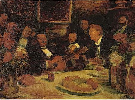 At K. A . Korovin's: 'old-time songs' (Chaliapin and the artists) by Leonid Ossipowitsch Pasternak - Auction record, sale price, and art valuation. Compare with similar artists and explore comparable artworks.