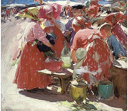 At the market by Abram Efimovich Arkhipov - Auction record, sale price, and art valuation. Compare with similar artists and explore comparable artworks.