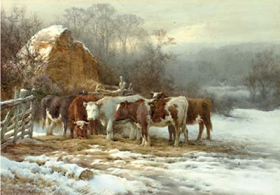 Cattle warming themselves on a summer's day; and Wintertime, cattle by a fence (illustrated) (2) by Charles James Adams - Auction record, sale price, and art valuation. Compare with similar artists and explore comparable artworks.