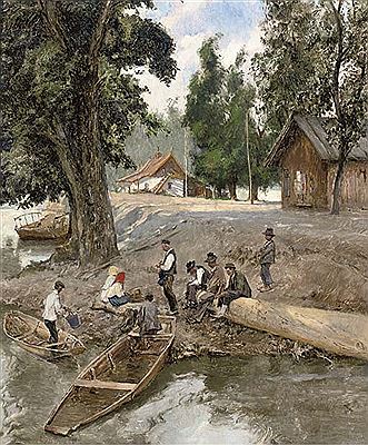A gathering on the riverbank by Josef Danilowatz - Auction record, sale price, and art valuation. Compare with similar artists and explore comparable artworks.