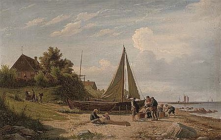 Selling fish on the shore