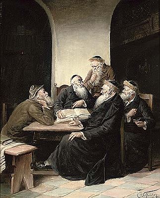 Rabbi scholars in a debate by Carl Schleicher - Auction record, sale price, and art valuation. Compare with similar artists and explore comparable artworks.