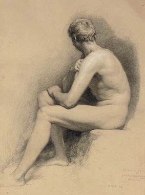 Study of a Male Nude, Full-length, Seated