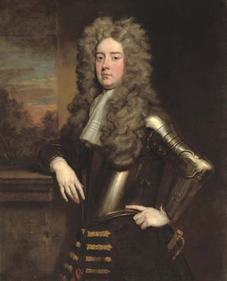 Portrait of Edward Henry Lee, 1st Earl of Lichfield (1663-1716), three-quarter-length, in armour, leaning on a plinth, a landscape beyond by Sir Godfrey Kneller - Auction record, sale price, and art valuation. Compare with similar artists and explore comparable artworks.