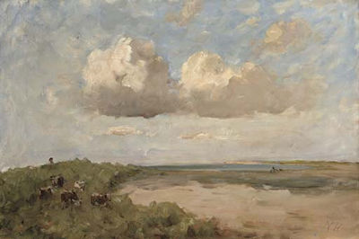 St Marnock's Strand and Sea with Five Cows