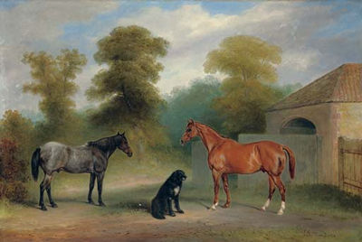 A Chestnut Hunter with a Roan Pony
