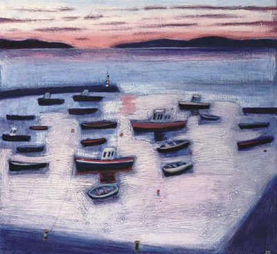 Sample artwork by Jock Macinnes (Born 1943), known for paintings inspired by celtic traditions and heritage, mark-making on gesso boards and canvases - View similar artists and auction records
