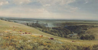 Sample artwork by Bernard Walter Evans (1843 - 1922), known for realist style rural landscape painting, etching - View similar artists and auction records