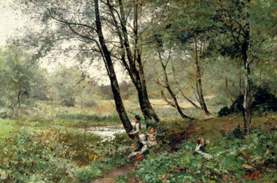 Sample artwork by Hector Caffieri (1847 - 1932), known for fishing and harbor scene painting - View similar artists and auction records