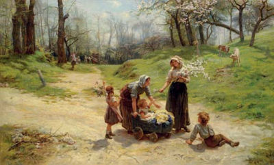 Sample artwork by Fred (Frederick) Morgan (1847/56 - 1927), known for child and idyllic genre painting, portraits - View similar artists and auction records