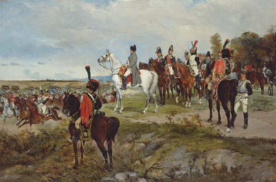 Sample artwork by James Alexander Walker (1841 - 1898), known for historical battle scene painting, figures on horseback - View similar artists and auction records