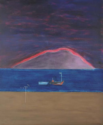 Sample artwork by Craigie (John Ronald) Aitchison (1926 - 2009), known for folk art style figure, portrait, animal and landscape painting - View similar artists and auction records