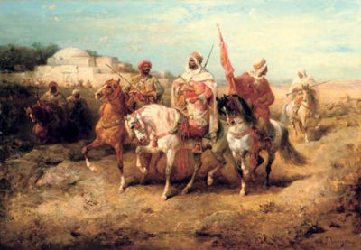 The noble warriors by Adolph Schreyer - Auction record, sale price, and art valuation. Compare with similar artists and explore comparable artworks.