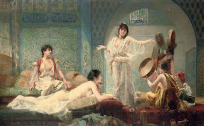 Sample artwork by Paul Alexandre Alfred Leroy (1860 - 1942), known for orientalist harem figure, genre, buildings and figures in landscape painting, lithography - View similar artists and auction records
