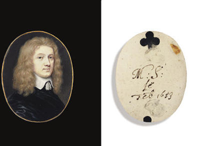 A gentleman, in black gown, white collar and tassels, long curling fair hair