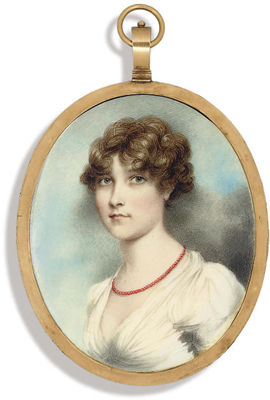 A young lady, in white dress with puffed sleeves