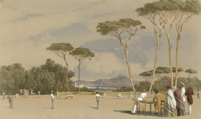 Grand cricket match in Rome, at the Doria Pamphili Villa, between Eton and the rest of the world